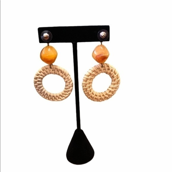 Women's Ratten Hoop Earrings - Picture 2 of 5